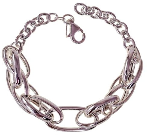 Inmaculada Romero IR Pulsera de Plata Ley 925m con eslabones grandes huecos