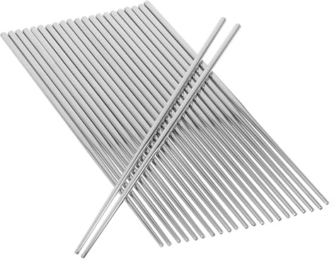 DECHOUS Set 12 Paia Bacchette di Metallo in Acciaio 304 Antiscivolo Riutilizzabili e Resistenti per Cucina Cinese Giapponese e Uso Domestico