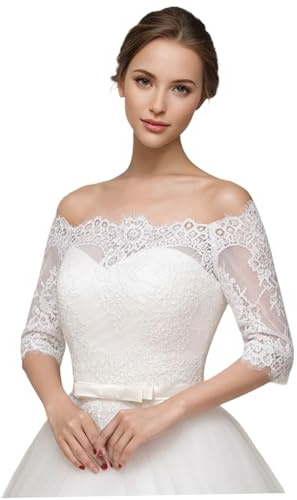 Topper per Abito da Sposa con Mantella in Pizzo, Scialle in Pizzo Bianco per Abiti da Sera ed Eventi Formali per la casa