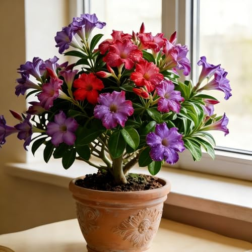 Rosa del desierto de cristal holandés: una suculenta exótica de fácil cuidado, ideal para cultivar en interiores y para coleccionar.-3bulbo-E