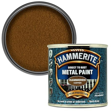 Hammerite Hammered Effect Metal Paint, Multi-Surface Direct to Rust Paint, Interior & Exterior, Quick Dry, Durable Protective Finish for Railings, Doors & Furniture, 250ml (Copper, 1 Set Of Tin)