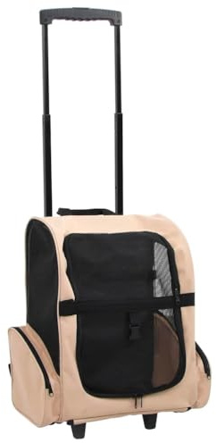 Kaloriko Chariot pour animaux de compagnie pliable 3 en 1, beige, léger avec ventilation en maille, poussette pliable et chariot de transport pour chiens, chats, chiots, voyages, randonnée, jogging