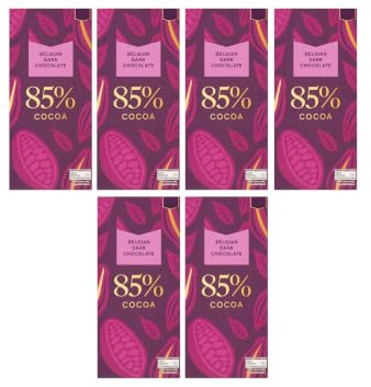 Cocoa Belgian 85% Dark Chocolate Bar 100g,Suitable for Vegetarians,Pack Of 6