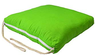 Lot de 4 coussins de chaise avec nœud Vert 45 cm de large carré pour l'extérieur dans le jardin comme chaise ou en intérieur comme chaise de salon ou cuisine Coussin de sol d'angle en coton 45 x 45 cm