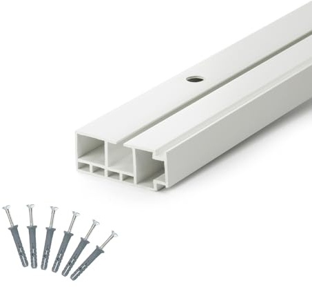 DQ-PP GARDINENSCHIENE – 180cm – PVC – 1-läufig – Weiss – inkl. Befestigungsmaterial – 1,8m (2 x 90cm + Verbinder) – Gardinen Schiene Vorhangschienen