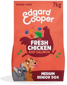 Edgard & Cooper Crochette Cani Senior, Senza Cereali Per Cani Di Taglia Medium (7kg), Pollo e Salmone Freschi,Ricetta Con Ingredienti Naturali, Glucosamina Per Articolazioni Che Scricchiolano