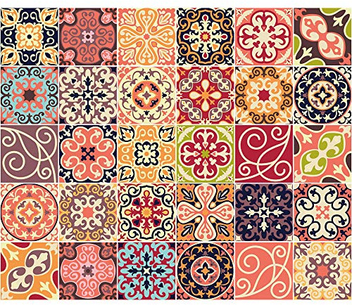 Ambiance Stickers Muraux Salle de Bain, Modele 1, Lot de 30, 10x10 cm | Crédence adhésive cuisine, pose facile, peel and stick tiles, ciment, carrelage adhésif mural salle de bain, crédence cuisine