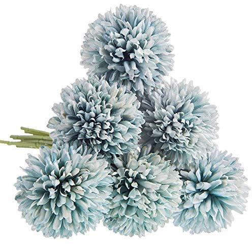 DELIBEST Künstliche Hortensien, Kunstblumen, Seiden-Kunststoff, Brautstrauß für Zuhause, Garten, Party, Hochzeit, Dekoration, hellblau, 10 Stück