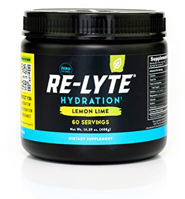 REDMOND Re-Lyte HYDRATION Drink Mix LEMON LIME LARGE, lata de 408 g - Electrolitos en polvo, sin azúcar, con auténtica sal Redmond Real Salt y más de 60 minerales y oligoelementos esenciales