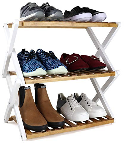 Ashwood & Rye 3 Tier Folding Bamboo Shoe Storage Racks