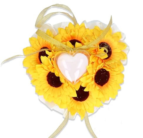 Cuscino per fedi nuziali, anello cuore scatola girasole scatola regalo girasole anello cuscino porta anello cuscino cerimonia nuziale anello