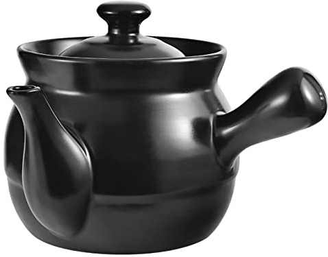 TANFEI Traditional Chinese Medicine Casserole Pot, 2.6L, Black, Ceramic, Non-Stick, With Lid, Includes Strainer