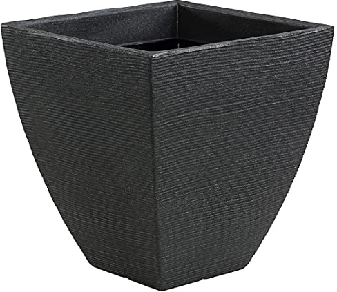 Dehner Pflanztopf Capri in Riffeloptik, ca. 40 x 42 x 40 cm, Kunststoff, anthrazit