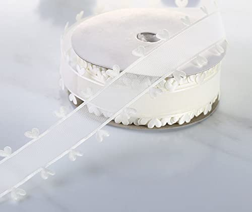 25mm*18m Organza mit Herz Geschenkband Herzen Dekoband Herzband Tüllband Schleifenband Dekoband Herzen Organzaband Bänder Geschenkband Hochzeit Weihnachten