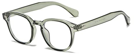 OSAGAMA Blue Light Filter Vintage Retro Round Glasses with Clear Lens Bluelight Blocker Without Prescription, Clear Dark Green, Medium