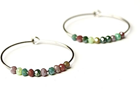 Creolen Perlen Ohrringe silber ein handgefertigtes Ohrringpaar mit funkelnden Perlen als minimalistisches Geschenk für Sie