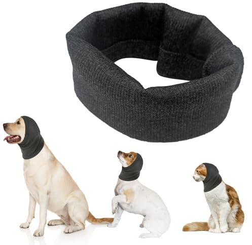 Hund Snood Ohrenschützer - Gehörschutz Hoodie für Hals und Ohren - Lärmschutz Haustier Snood für Hunde und Katzen (Grau, M)