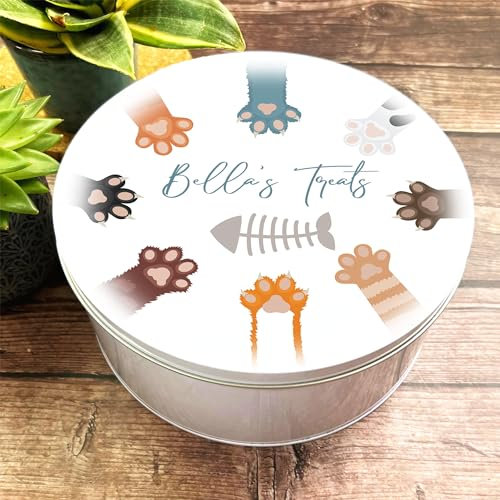 Round Cat Paws Treat Goodies Personalised Treat Tin Personalised Gift | Custom Gift | Personalized Tin | Personalised Tins | Gift For Her | Gift For Him