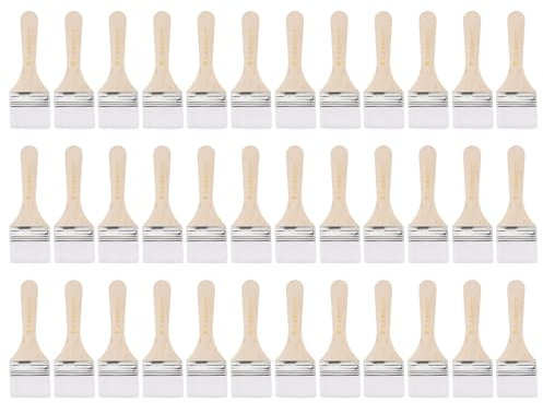 QUARKZMAN 36Pcs Brocha de Pintura de 6.3 con Cerdas de Nylon Suave de 2.2 de Ancho y Mango de Madera Para Paredes, Gabinetes, Cercas - Color Blanco