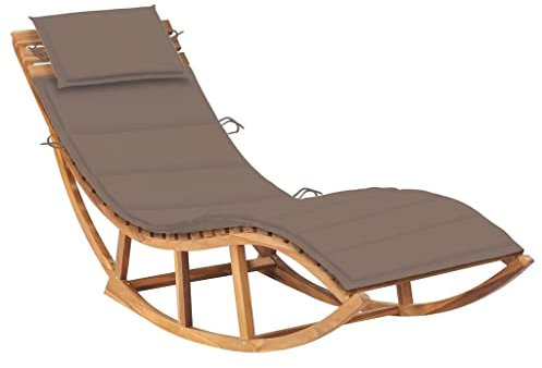 Schaukelliege,Liegestühle für den Garten,Relaxliege,Liege aus Holz,Terrassen-Freizeitstuhl,Freizeitstuhl für draußen,Outdoor-Loungebett,Schaukelbar,für Garten,Strand, mit Auflage Massivholz Teak