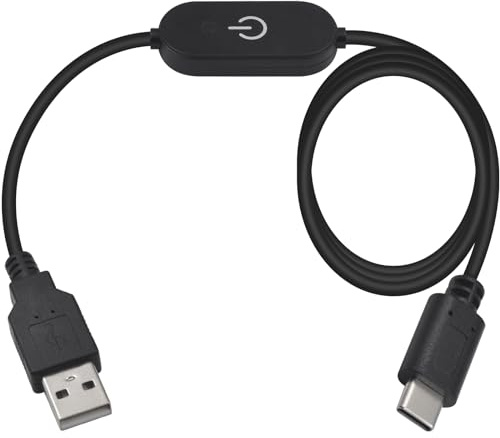 Duttek USB auf Type C Schalter Verlängerungskabel 1M, USB Stecker auf Type C Stecker Kabel mit Touch Dimmerschalter, unterstützt Stromladen,Schwarz