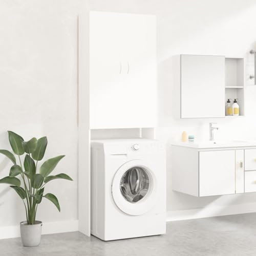 ARKEM Armario de Lavadora Blanco 64x25,5x190 cm Mueble para Lavadora Mueble Lavadora Secadora armarios para Lavadora