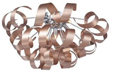 Lucande Deckenlampe Kaelor (Design, Modern) in Kupfer aus Aluminium (5 flammig G9) - Deckenleuchte Lampe Wohnzimmerleuchte