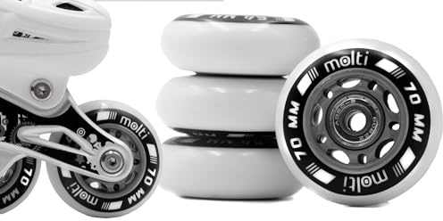 molti Räder mit Kugellager ABEC9 8er- Pack Indoor-/Outdoor-Rollschuh Räder Inlin-Skates Freizeitspaß (weiß, 70 mm)