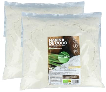 Pack Harina de coco sin gluten Bio | 2x1kg | Naturitas Essentials | 100% Agricultura Ecológica | Rica en proteínas y minerales | Harinas