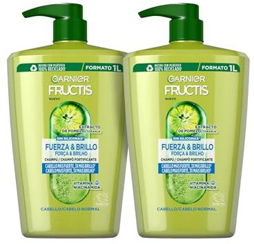 Garnier Fructis Shampoo Kraft und Glanz für normales Haar, 2 x 1 Liter