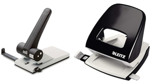 Novus B 265 Locher & Leitz Büro Locher aus Metall, Für 30 Blatt, Anschlagschiene mit Formatangaben, Die Nummer 1 am Markt, Ergonomisches Design, schwarz, 50080095