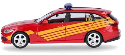 Herpa Modellauto Mercedes-Benz C-Klasse T-Modell Kommandowagen Feuerwehr, Miniatur im Maßstab 1:87, Sammlerstück, Made in Germany, Modell aus Kunststoff