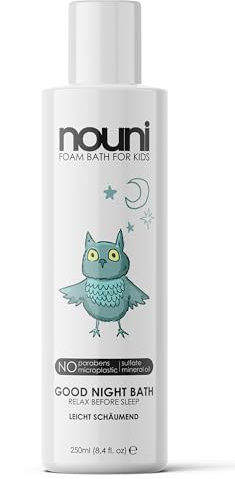 Mousse de bain Bonne nuit pour enfants sans parabènes, sulfates & microplastiques | protège/guérit les peaux délicates, additif de bain à la fleur d'oranger, nettoie & soigne | nouni