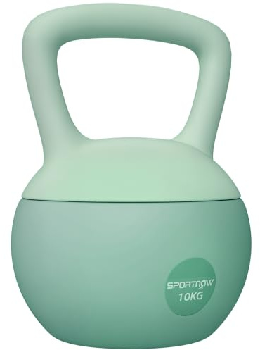 SPORTNOW Pesa Rusa 10 kg, Soft Kettlebell Relleno de Arena Metálica y Mango Antideslizante, para Entrenamiento Culturismo en Casa, Gimnasio, Verde