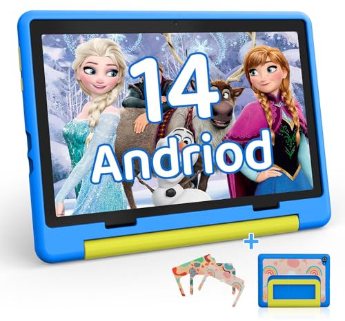HotLight Kids Tablet 10 inch Android 14 Octa-Core, 8GB RAM+64GB ROM, 1280 * 800 IPS, 5MP+8MP Dual Camera, 5000mAh, Parental Control, WiFi 6/BT 5.3, Child Tablet with Protective Case(Blue)