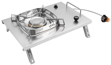 MEELRYD Réchaud à gaz portable pour camping, propane, 2600 W, mini réchaud ultra portable pliable avec adaptateur pour extérieur, randonnée, pique-nique, barbecue