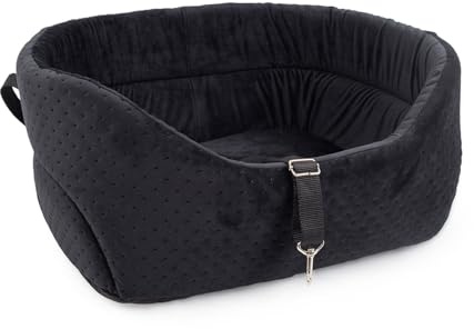 BOUTIQUE ZOO Hunde Autositz Universal Waschbar Abriebfest, Autositz Hund für Vordersitz, Beifahrersitz, Rückbank, Hundebett Hundetasche, M: 51 cm x 40 cm, Schwarz - Wildlederimitat