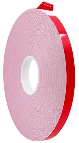 KLEBASTO Spiegelklebeband doppelseitig | stark klebendes Montageklebeband | 1mm dick | Universal Doppelklebeband | doppelseitiges Klebeband für Holz, Metall, Kunststoff ect (12 mm x 5 m)