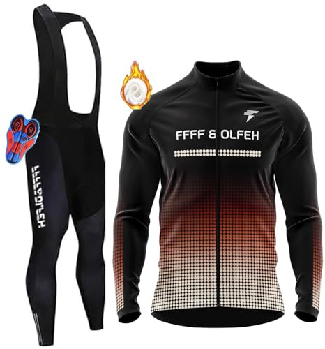 Radtrikot Set,Winter Fahrradbekleidung Herren Fahrrad Jacke + Hose Set Winter Thermo Fahrradbekleidung + 9D Gel für Radfahren MTB Outdoor