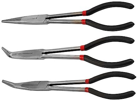 Zangen-Set mit langer Reichweite, 27,9 cm lange Spitzzange, gerade 45, 25 Grad lange Reichweite