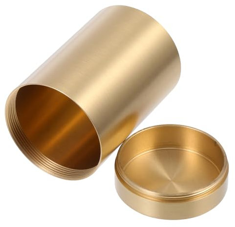 Cabilock 2 Piezas De Té Comida Enlatada Recipiente De Té Resistente Recipiente Redondo Con Tapa Botes De Dulces Con Tapa Frascos De Almacenamiento Con Tapas Taza De Cobre Golden