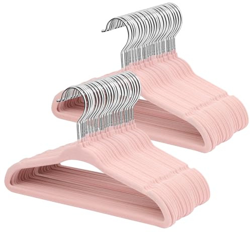ManGotree 11 Baby Velvet Hangers Non-Slip Kids Hangers 48 Pack Light Pink