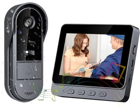 Zeerkeer Citofono senza fili con telecamera 1080P Impermeabile Campanello senza fili con schermo IPS di 4.3 Nessun WiFi richiesto Citofono Video Visione Notturna Infrarossi Campanello Esterno