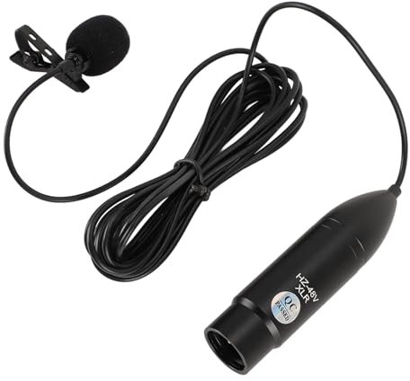 Lavalier Microphone, Phantoms Powered, Noise Reduction, Omni Directional, XLR Lapel Mic for Recording Interview, Cardioid, 48V Phantoms Power Supply