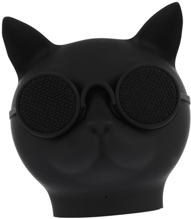 BELLIFFY Enceinte sans Fil Portable Tête De Chat pour Maison, Mini Haut-Parleur Multifonction, Compatible Smartphone Et Tablette, Couleur Noire, Design Compact Et Léger