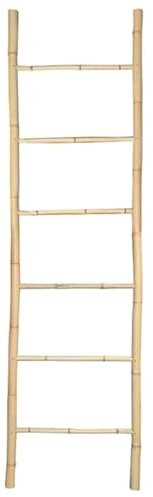 Box and beyond Leiter Handtuchhalter Badezimmer – Dekorative Bambusleiter – 6 Trockenstangen, 190 x 50 cm