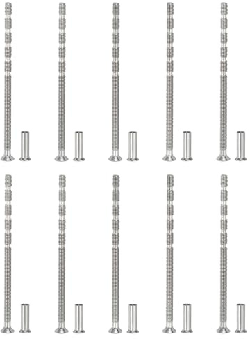 PATIKIL Vis Pour Poignée De Meuble M4x80 10 Ensemble | Vis Séparables, Pour Poignée De Tiroir Fraisée, Plate À Embrèvement Cruciforme Avec Manchon, Pour Poignée De Porte Levier