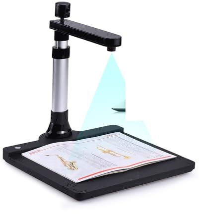 Document Scanner, Kameraskanner Dubbellins 10 megapixel HD A3 dokumentskanner, OCR bokskanner Kontorsbok Bild Dokumentkamera A4 A5 skanner,for Teaching Business Meetings