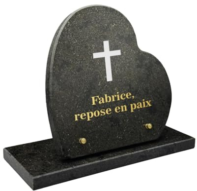 OCAP-FUNERAIRE.COM - Placa funeraria de granito auténtico de 2 cm, personalizable con Pictograma y texto? 22,5 x 22,5 cm