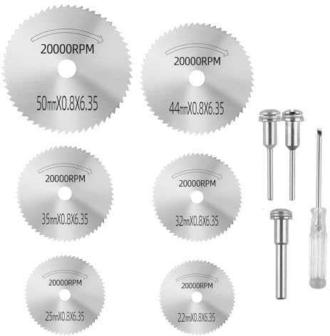 Drill Saw Blades for Dremel Rotary Tool, GOXAWEE, APEXFORGE – 10Pcs Precision Cutting Discs for Wood, Plastic, PVC, Soft Metal & DIY Projects (22-50mm with Screwdriver)
